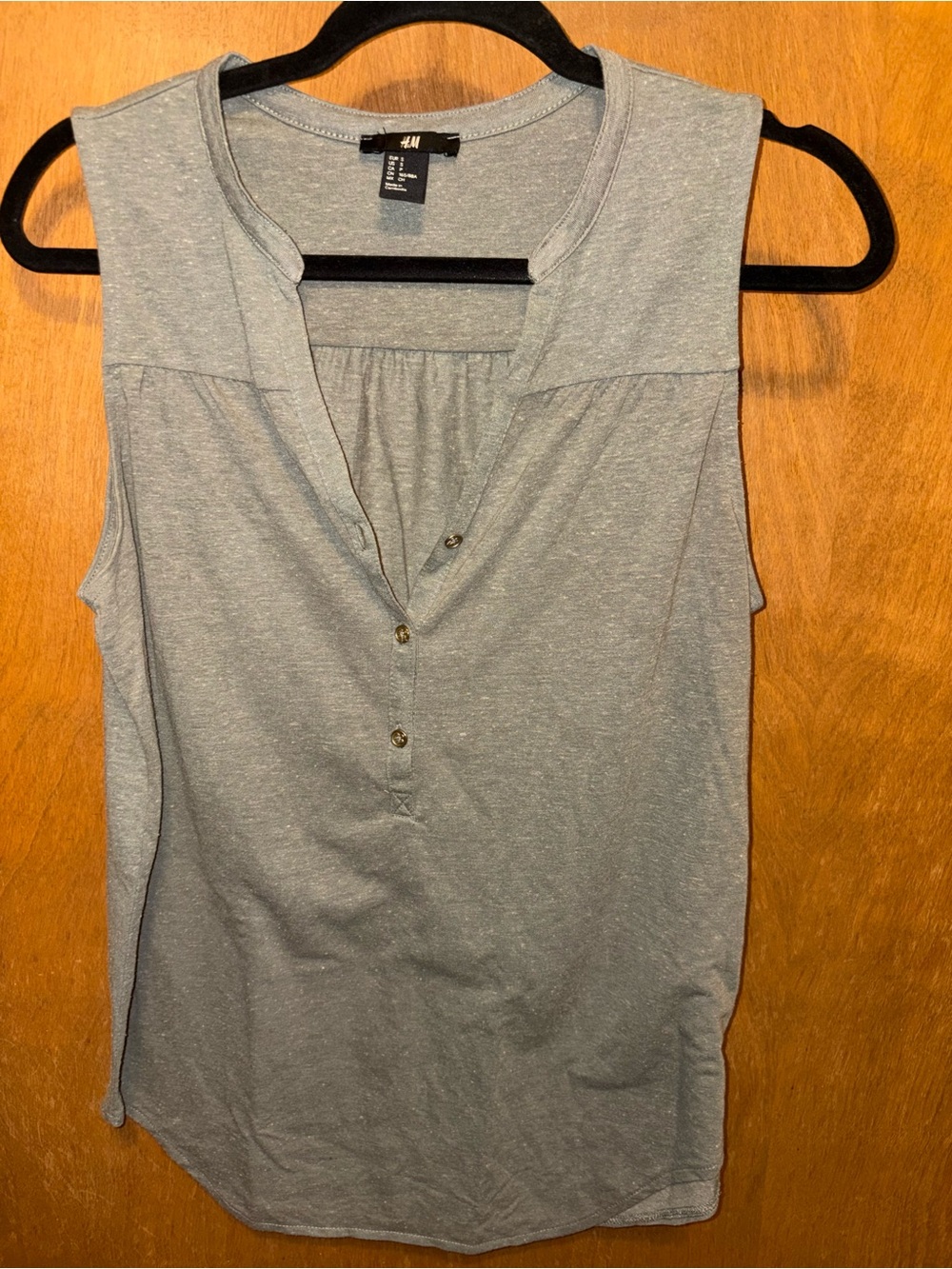 H&M Sleeveless Henley Tank Top in Heather Gray